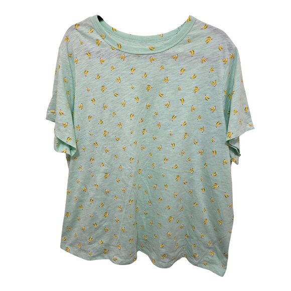 Old Navy Womens Mint Green Banana Print Everywear T-Shirt 2X 100% Cotton - Picture 1 of 6
